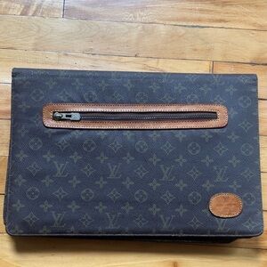 Vintage Louis Vuitton Dark Brown Monogram Laptop Bag/ Portfolio Case